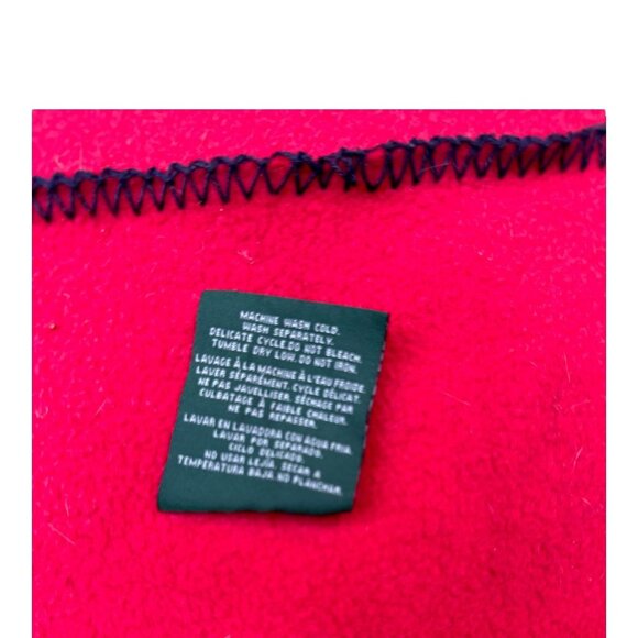 Ralph Lauren Red Plush FleeceThrow Blanket With American Flag Patch 48" x 69" - Picture 4 of 6